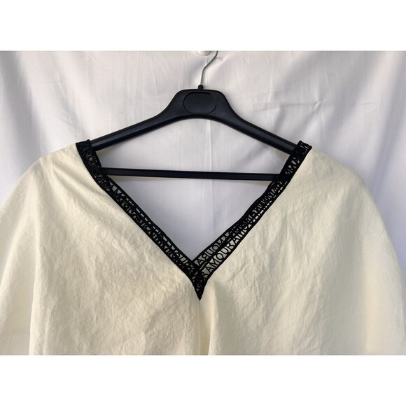 Maje Amour V-neck Draped Sleeve Top in Cream Women’s Size 1 Small Parisian - Picture 4 of 7